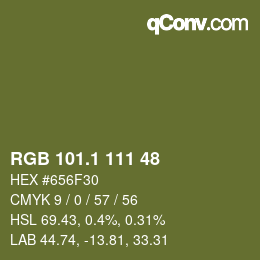 カラーコード: RGB 101.1 111 48 | qconv.com