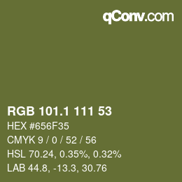 カラーコード: RGB 101.1 111 53 | qconv.com