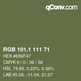 カラーコード: RGB 101.1 111 71 | qconv.com