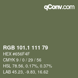 カラーコード: RGB 101.1 111 79 | qconv.com