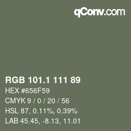 カラーコード: RGB 101.1 111 89 | qconv.com
