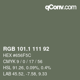 Color code: RGB 101.1 111 92 | qconv.com