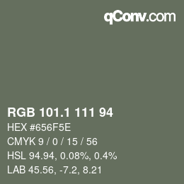 カラーコード: RGB 101.1 111 94 | qconv.com