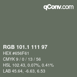 Color code: RGB 101.1 111 97 | qconv.com