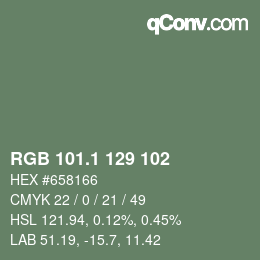 Color code: RGB 101.1 129 102 | qconv.com