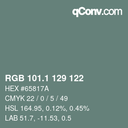 Color code: RGB 101.1 129 122 | qconv.com