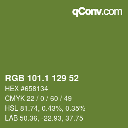 カラーコード: RGB 101.1 129 52 | qconv.com