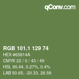 カラーコード: RGB 101.1 129 74 | qconv.com