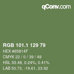 カラーコード: RGB 101.1 129 79 | qconv.com