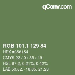カラーコード: RGB 101.1 129 84 | qconv.com