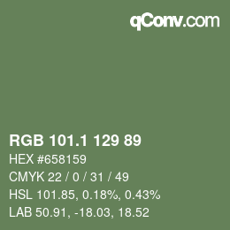 カラーコード: RGB 101.1 129 89 | qconv.com