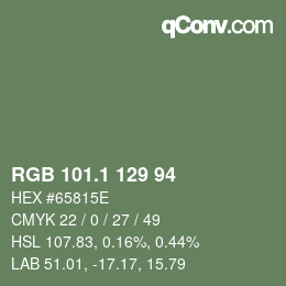 カラーコード: RGB 101.1 129 94 | qconv.com