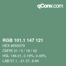 Color code: RGB 101.1 147 121 | qconv.com