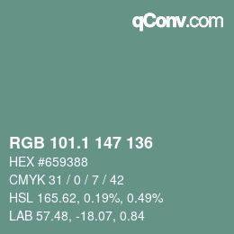 Color code: RGB 101.1 147 136 | qconv.com