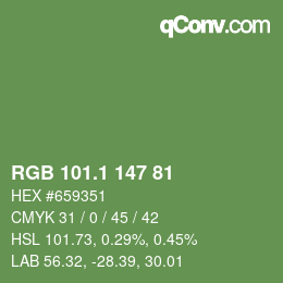 カラーコード: RGB 101.1 147 81 | qconv.com