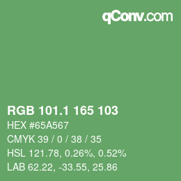 カラーコード: RGB 101.1 165 103 | qconv.com