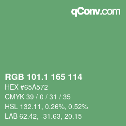 カラーコード: RGB 101.1 165 114 | qconv.com