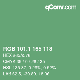カラーコード: RGB 101.1 165 118 | qconv.com