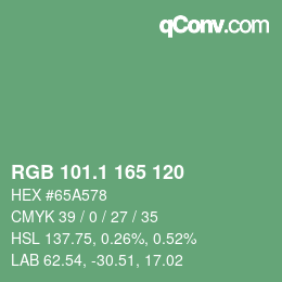 カラーコード: RGB 101.1 165 120 | qconv.com