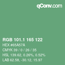 カラーコード: RGB 101.1 165 122 | qconv.com