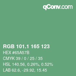 カラーコード: RGB 101.1 165 123 | qconv.com