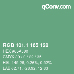 カラーコード: RGB 101.1 165 128 | qconv.com