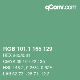 カラーコード: RGB 101.1 165 129 | qconv.com