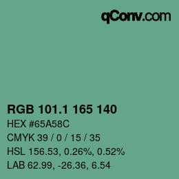 Color code: RGB 101.1 165 140 | qconv.com