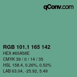 カラーコード: RGB 101.1 165 142 | qconv.com