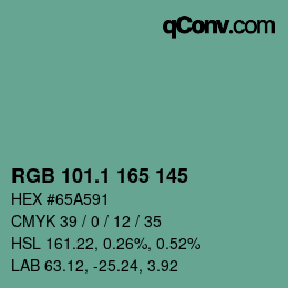 Code couleur: RGB 101.1 165 145 | qconv.com