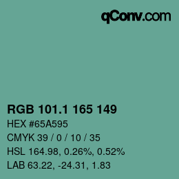 Color code: RGB 101.1 165 149 | qconv.com
