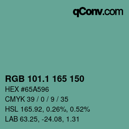 Color code: RGB 101.1 165 150 | qconv.com