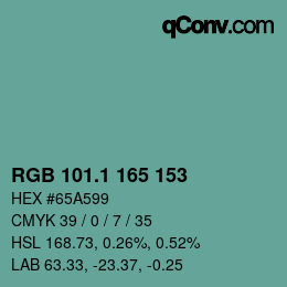 カラーコード: RGB 101.1 165 153 | qconv.com
