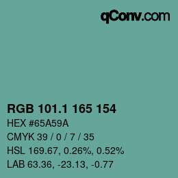 Color code: RGB 101.1 165 154 | qconv.com