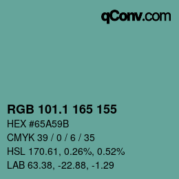 Color code: RGB 101.1 165 155 | qconv.com