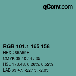 Color code: RGB 101.1 165 158 | qconv.com