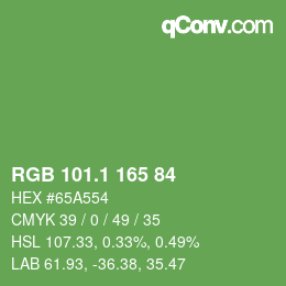 カラーコード: RGB 101.1 165 84 | qconv.com