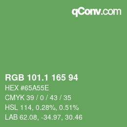 カラーコード: RGB 101.1 165 94 | qconv.com