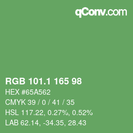 カラーコード: RGB 101.1 165 98 | qconv.com