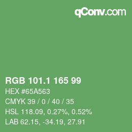 カラーコード: RGB 101.1 165 99 | qconv.com