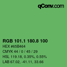 カラーコード: RGB 101.1 180.8 100 | qconv.com