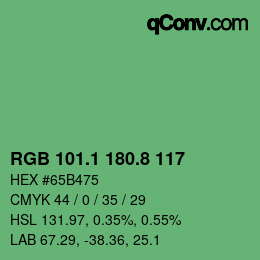 カラーコード: RGB 101.1 180.8 117 | qconv.com