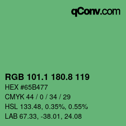 カラーコード: RGB 101.1 180.8 119 | qconv.com