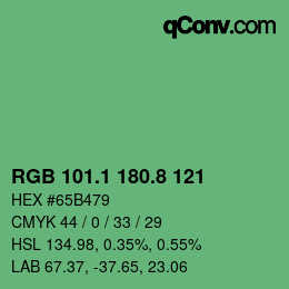 カラーコード: RGB 101.1 180.8 121 | qconv.com