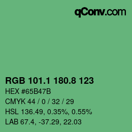 カラーコード: RGB 101.1 180.8 123 | qconv.com