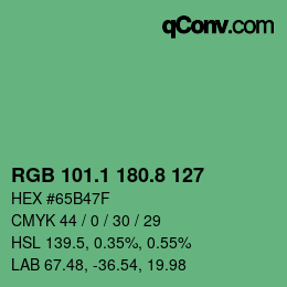 カラーコード: RGB 101.1 180.8 127 | qconv.com