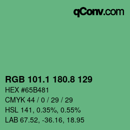 カラーコード: RGB 101.1 180.8 129 | qconv.com
