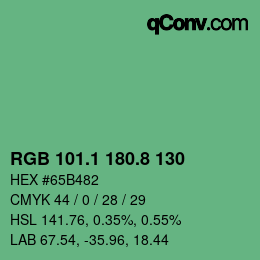 カラーコード: RGB 101.1 180.8 130 | qconv.com