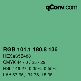 カラーコード: RGB 101.1 180.8 136 | qconv.com