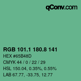 カラーコード: RGB 101.1 180.8 141 | qconv.com